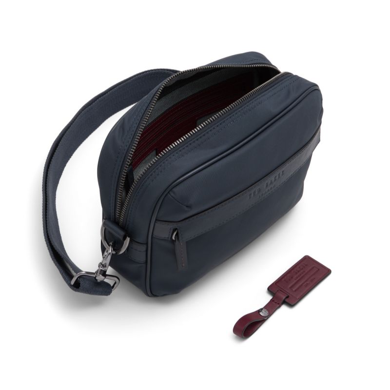 Ted Baker Roman - Nylon Leather Detail Crossbody Bag Dokumententaschen Herren Navy | 261804-XPJ