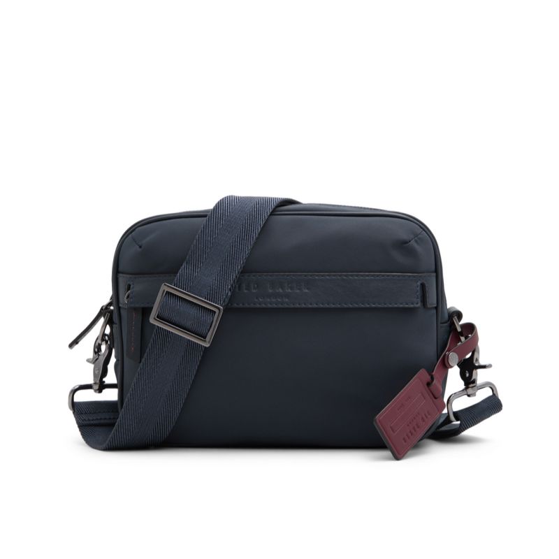 Ted Baker Roman - Nylon Leather Detail Crossbody Bag Dokumententaschen Herren Navy | 261804-XPJ