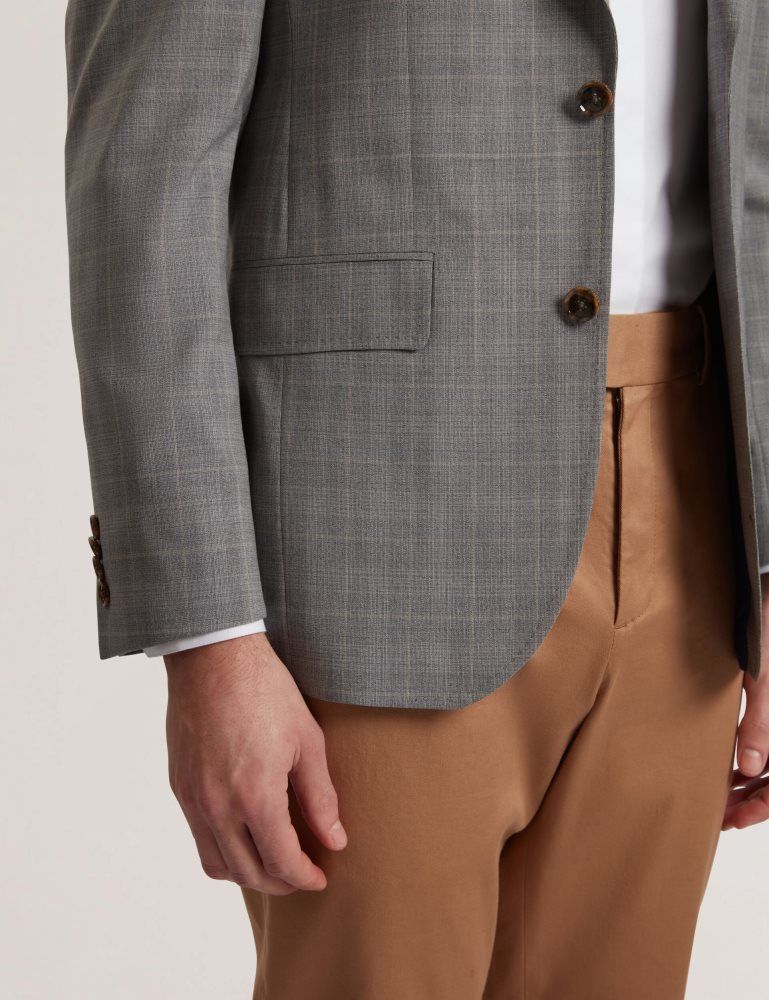 Ted Baker Ron - Windowpane Check Wool Suit Jacket Anzüge Herren Grau | 354269-APE