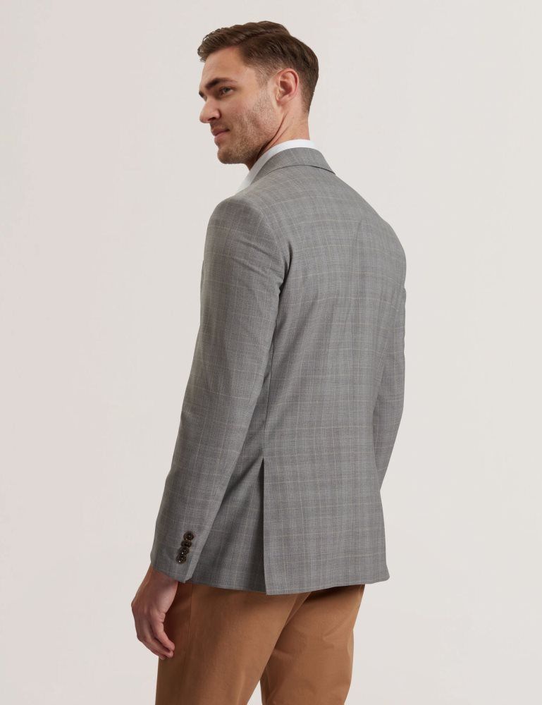 Ted Baker Ron - Windowpane Check Wool Suit Jacket Anzüge Herren Grau | 354269-APE