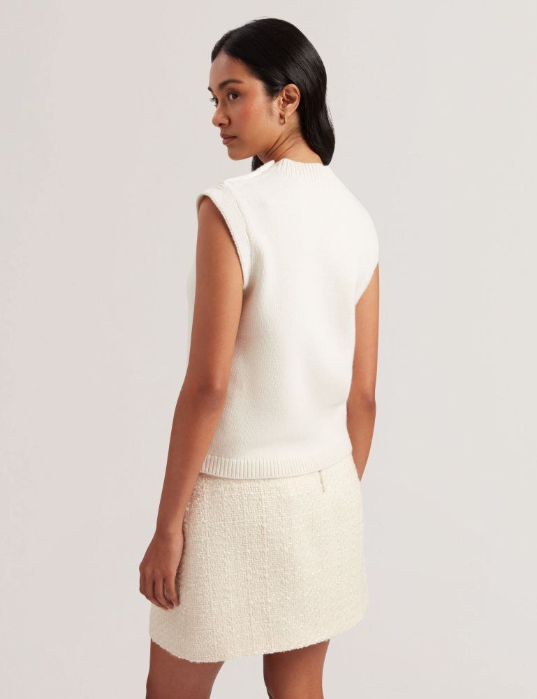 Ted Baker Rondher - Rose Button Wool Knit Tank Top Pullover Damen Weiß | 835246-MIK