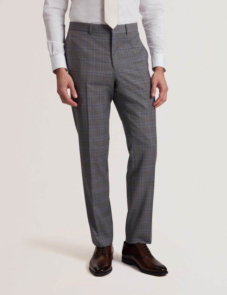 Ted Baker Rons - Windowpane Check Wool Suit Pants Anzüge Herren Grau | 427350-MIA