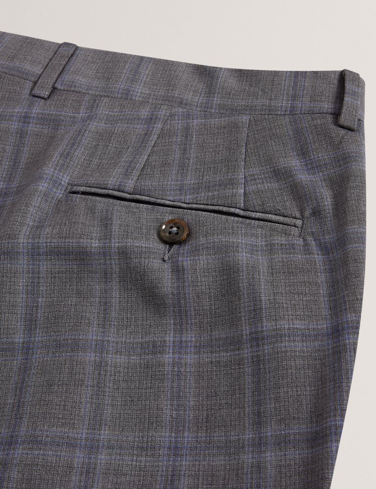 Ted Baker Rons - Windowpane Check Wool Suit Pants Anzüge Herren Grau | 427350-MIA