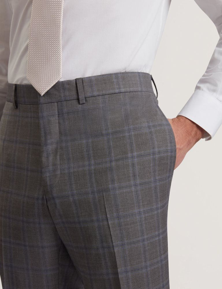 Ted Baker Rons - Windowpane Check Wool Suit Pants Anzüge Herren Grau | 427350-MIA
