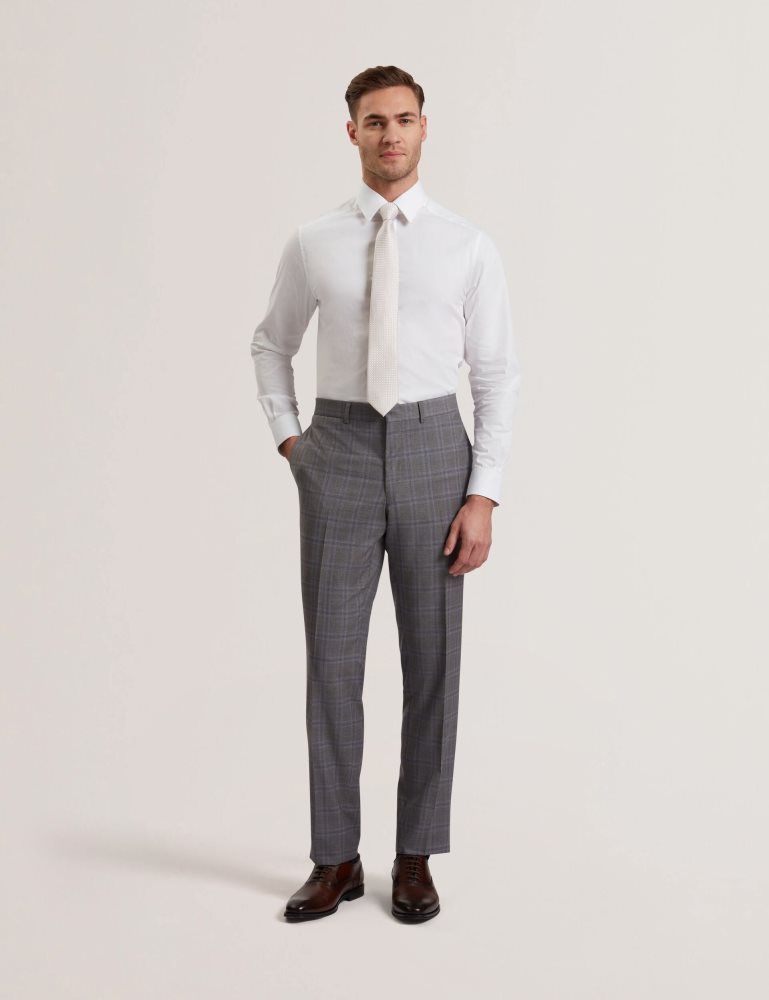 Ted Baker Rons - Windowpane Check Wool Suit Pants Anzüge Herren Grau | 427350-MIA