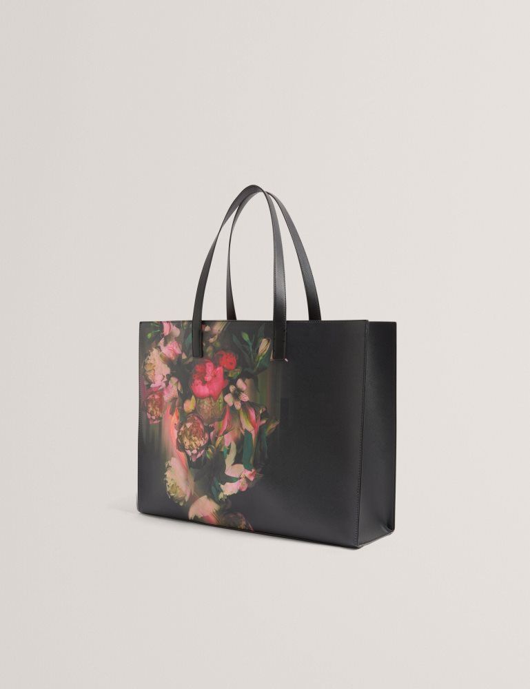 Ted Baker Saliina - Floral Print Wide Icon Tote Bag Icon-Taschen Damen Schwarz | 649012-UNG