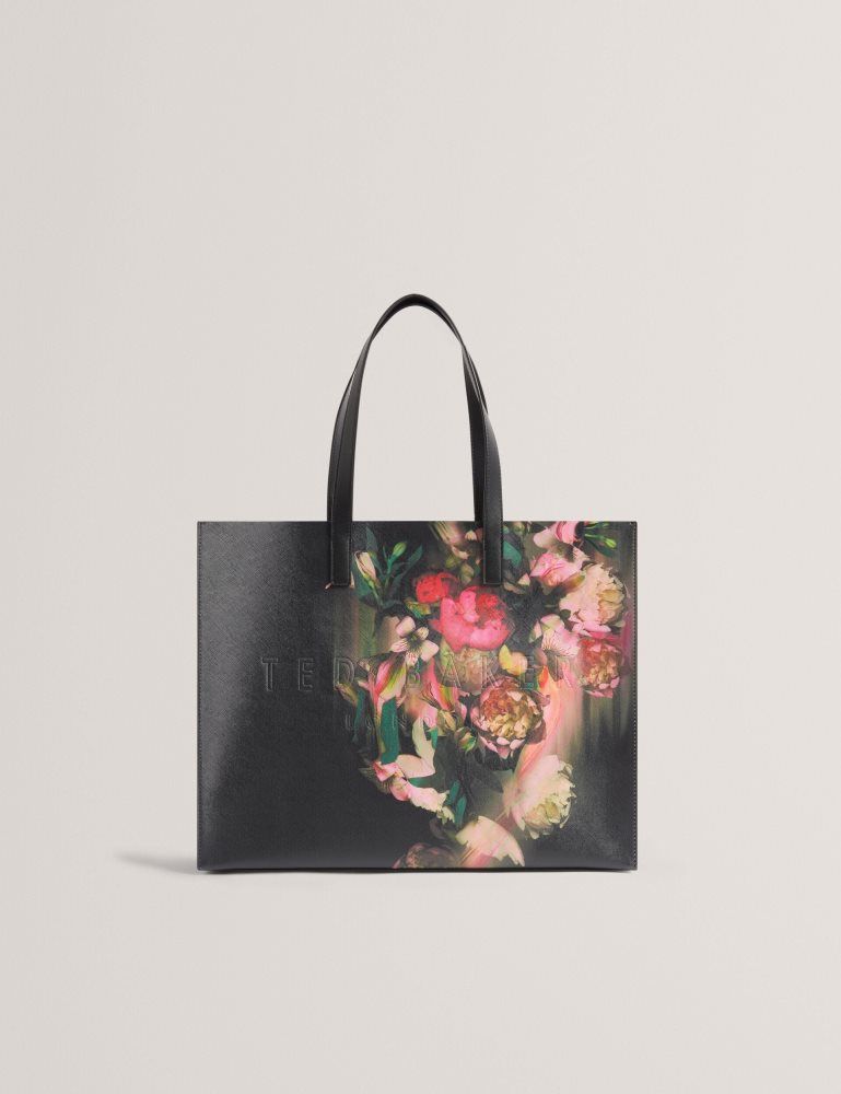 Ted Baker Saliina - Floral Print Wide Icon Tote Bag Icon-Taschen Damen Schwarz | 649012-UNG