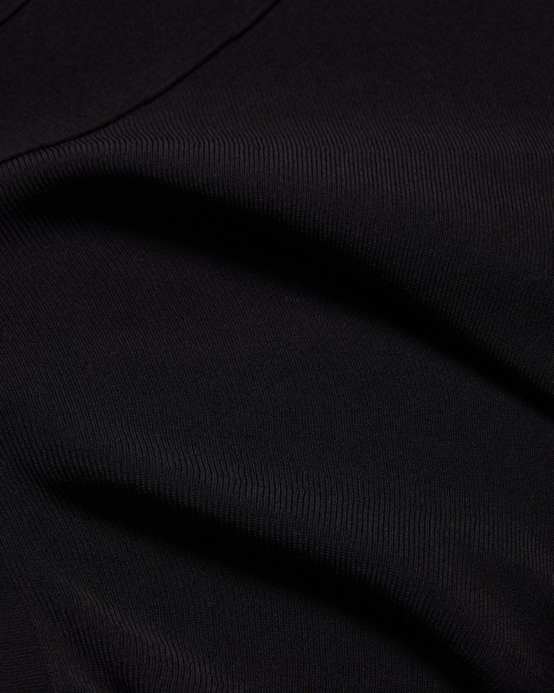Ted Baker Samalee - Flippy Hem Knitted Midi Dress With Belt Kleid Damen Schwarz | 586431-XOC