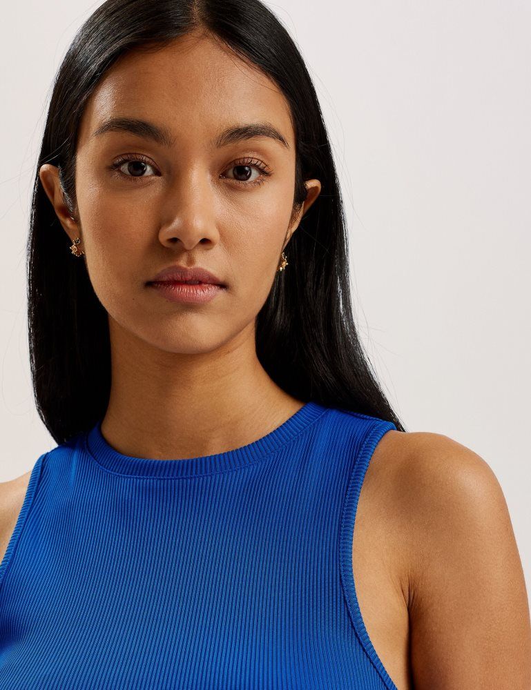 Ted Baker Sandiyy - Printed Pleated Mini Dress With Knit Bodice Kleid Damen Blau | 032196-JDH