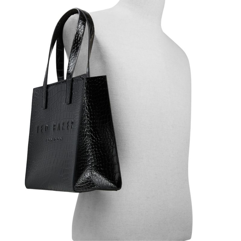 Ted Baker Seacon - Croc Texture Small Icon Tote Bag Tragetaschen Damen Schwarz Weiß | 157830-BUE
