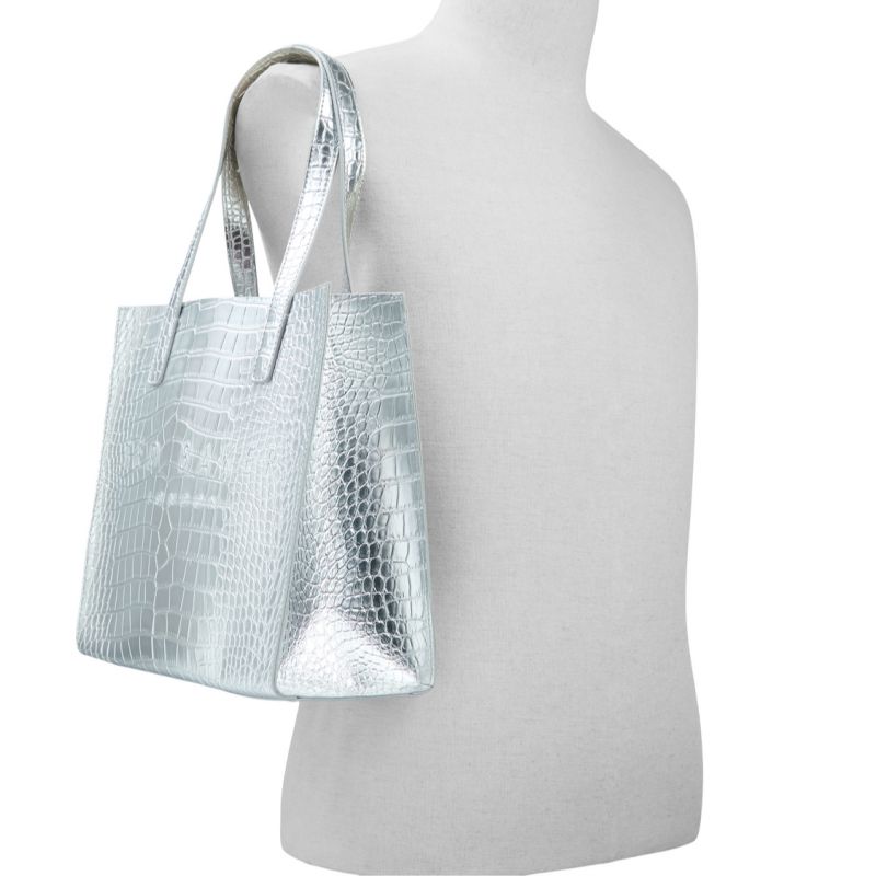 Ted Baker Seacon - Metallic Croc Texture Small Icon Tote Bag Tragetaschen Damen Platin Lila | 209536-JOD