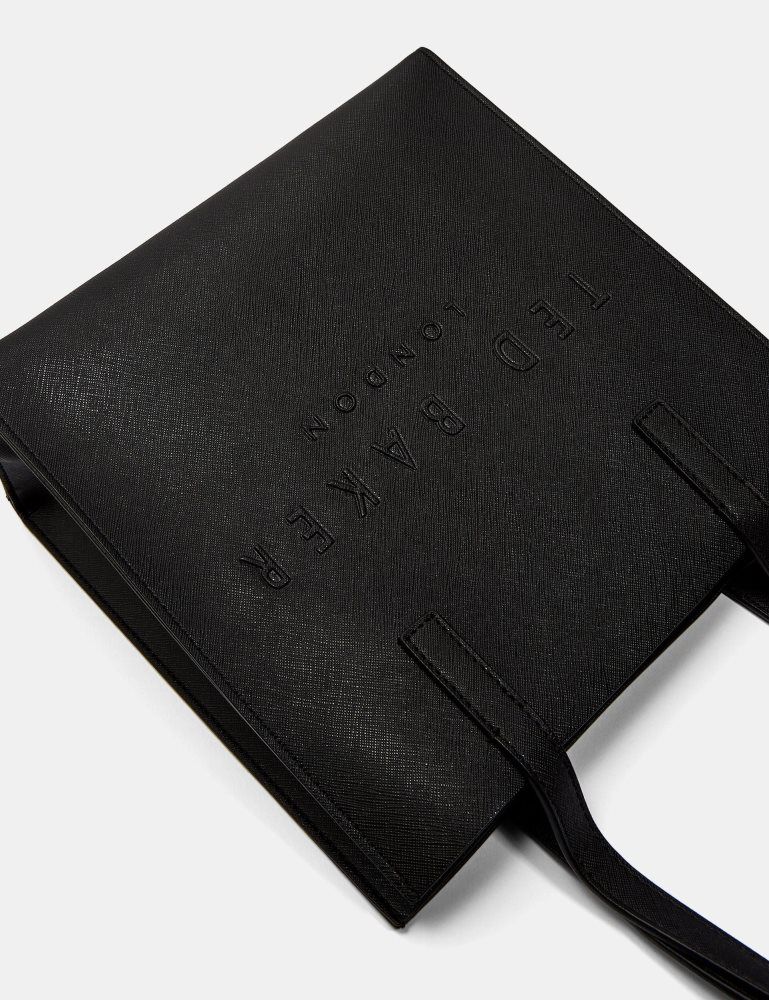 Ted Baker Seacon - Textured Faux Leather Small Icon Bag Tragetaschen Damen Schwarz | 964735-MNT