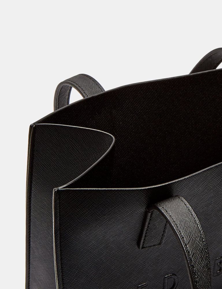 Ted Baker Seacon - Textured Faux Leather Small Icon Bag Tragetaschen Damen Schwarz | 964735-MNT
