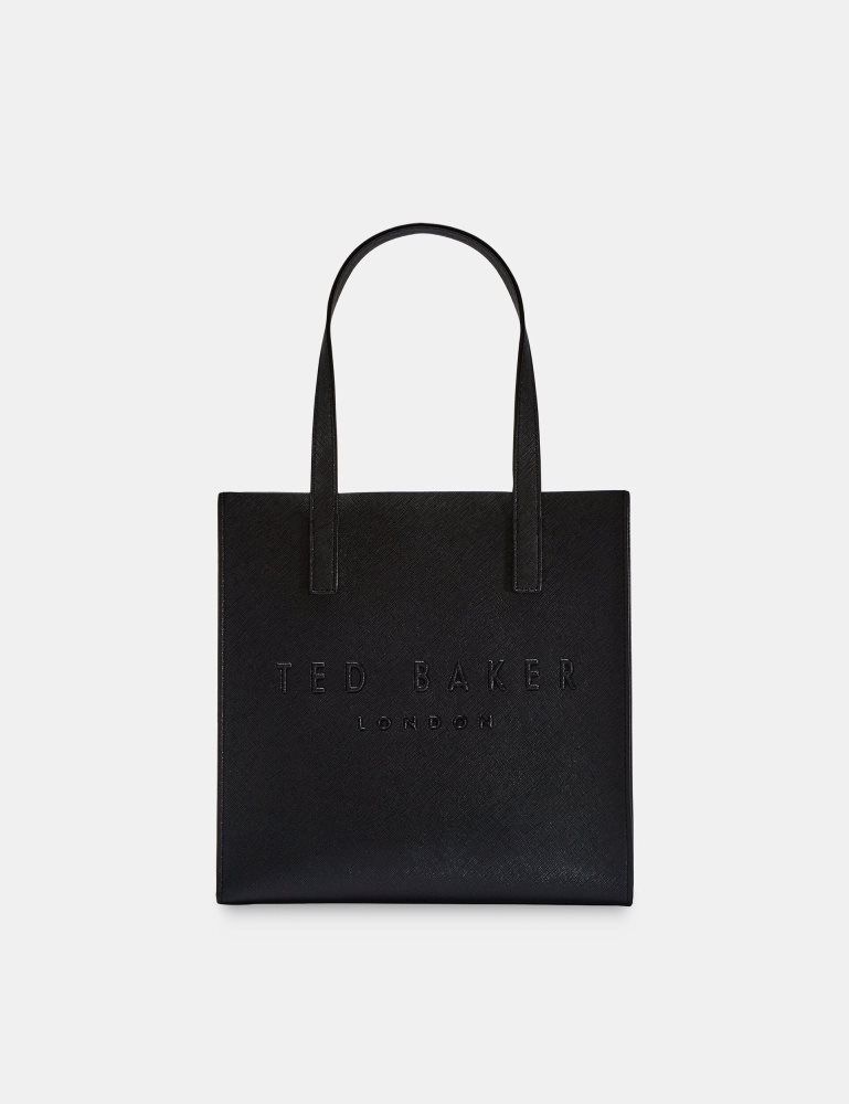 Ted Baker Seacon - Textured Faux Leather Small Icon Bag Tragetaschen Damen Schwarz | 964735-MNT