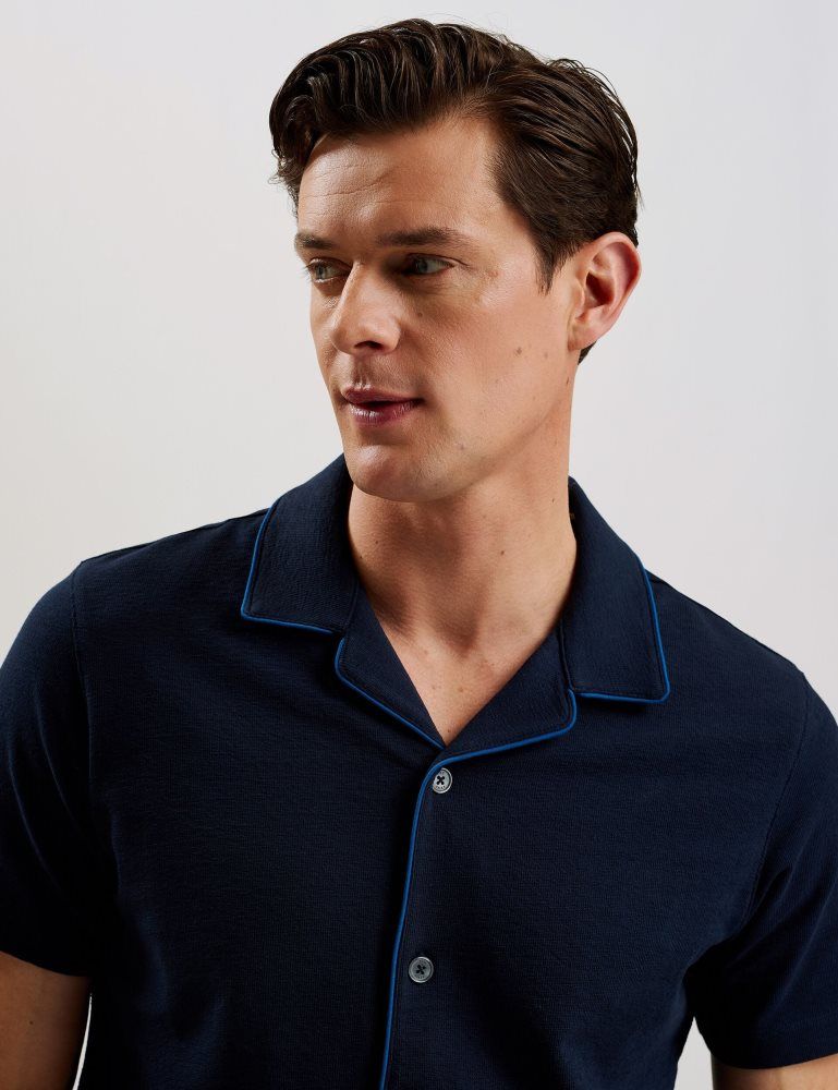 Ted Baker Selar - Short Sleeve Regular Button Through Shirt Hemd Herren Navy | 428390-BUK