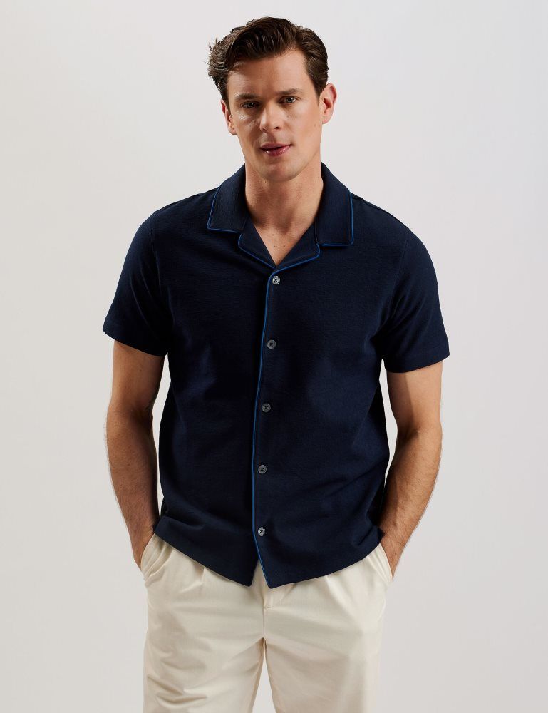 Ted Baker Selar - Short Sleeve Regular Button Through Shirt Hemd Herren Navy | 428390-BUK