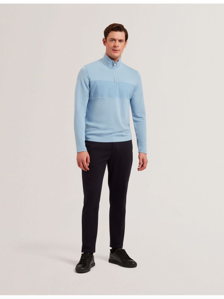 Ted Baker Simonea - Textured Panel Half-zip Modal Sweatshirt Oberteile Herren Blau | 867043-YFT
