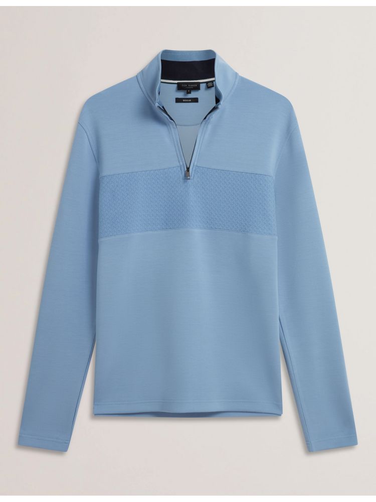 Ted Baker Simonea - Textured Panel Half-zip Modal Sweatshirt Oberteile Herren Blau | 867043-YFT