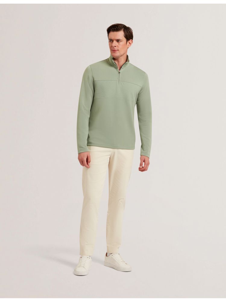 Ted Baker Simonea - Textured Panel Half-zip Modal Sweatshirt Hoodie Herren Grün | 093254-DQZ