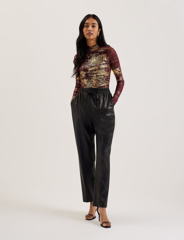 Ted Baker Sofiy - Foil Print High Neck Mesh Top T-shirts Damen Rot | 123875-SUO