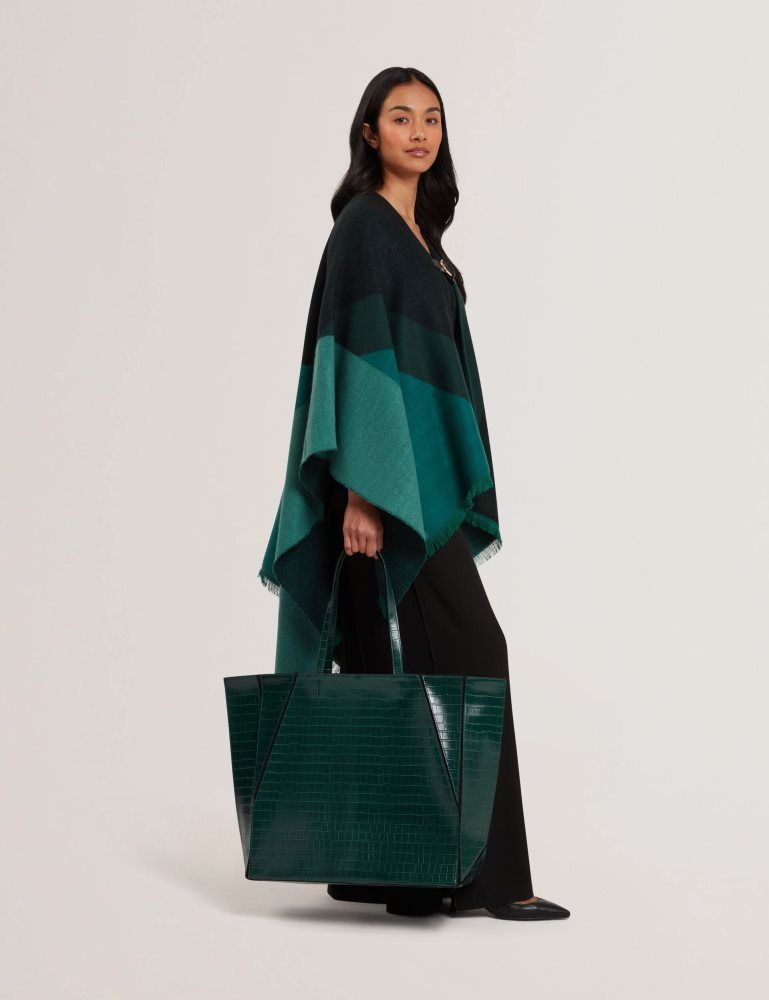 Ted Baker Sophyna - Croc Effect Folding Shopper Bag Tragetaschen Damen Grün | 830215-RJZ