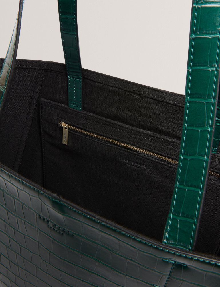 Ted Baker Sophyna - Croc Effect Folding Shopper Bag Tragetaschen Damen Grün | 830215-RJZ