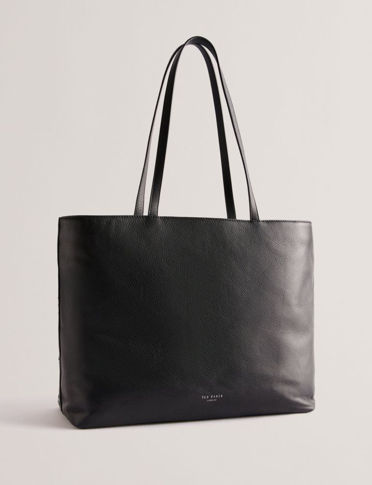 Ted Baker Stalie - Stitch Detail Leather Large Shopper Bag Tragetaschen Damen Schwarz | 321680-QOC