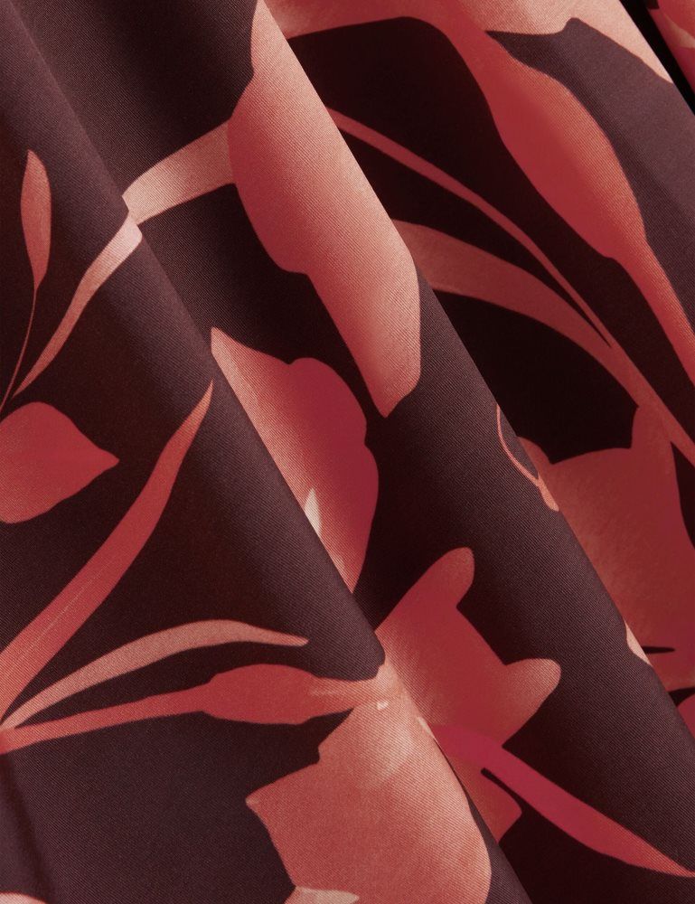 Ted Baker Starlah - Slinky Printed Jersey Long Sleeve Midi Dress Kleid Damen Braun | 471253-HAM