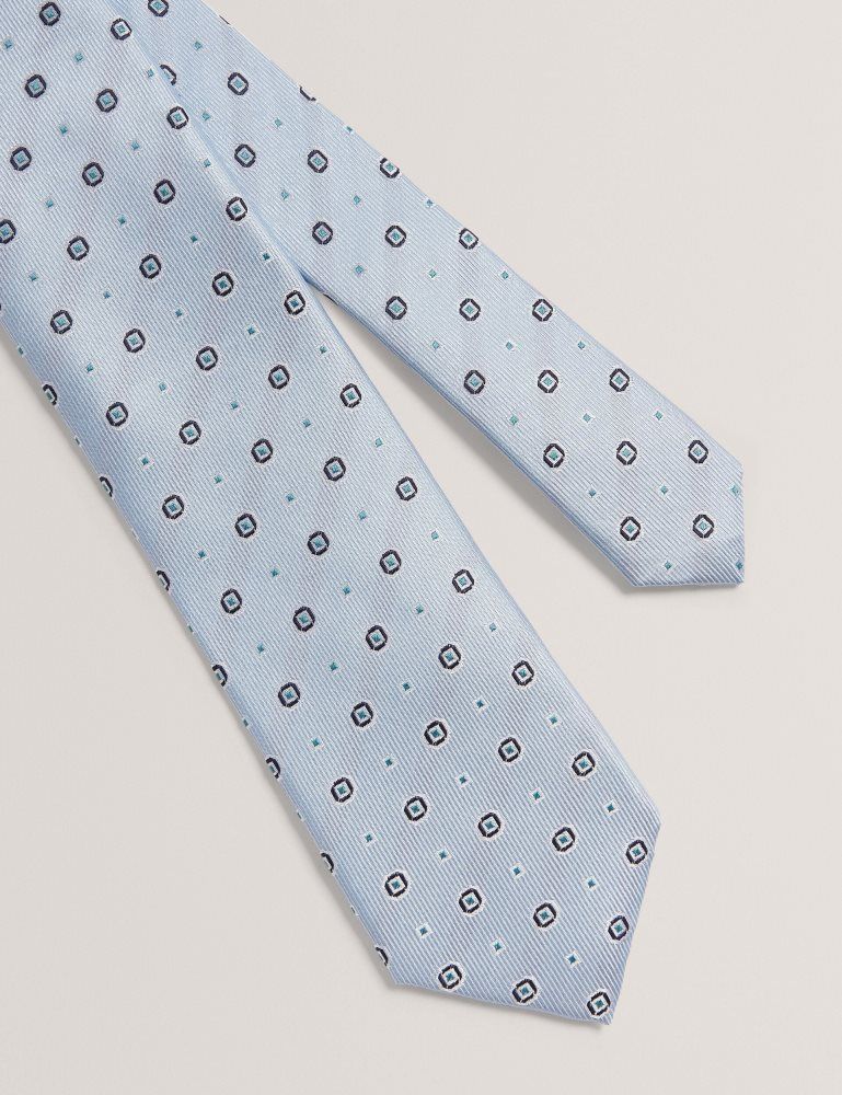 Ted Baker Steeple - Circle Geometric Print Silk Tie Krawatten Herren Blau | 219573-OHZ