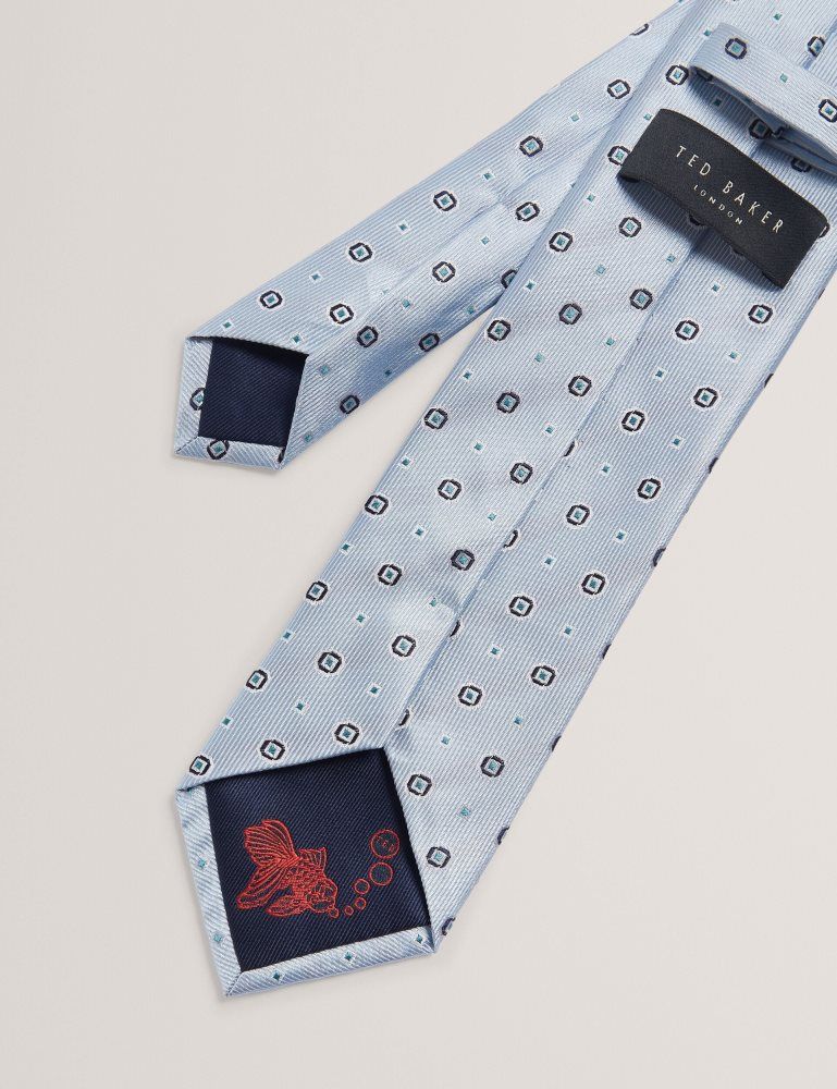 Ted Baker Steeple - Circle Geometric Print Silk Tie Krawatten Herren Blau | 219573-OHZ