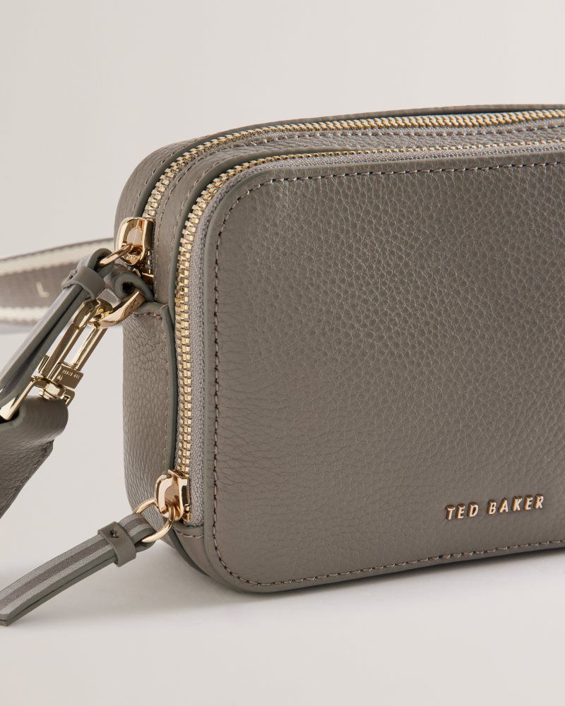 Ted Baker Stunna - Mini Leather Crossbody Camera Bag Umhängetaschen Damen Grau | 983201-FJS