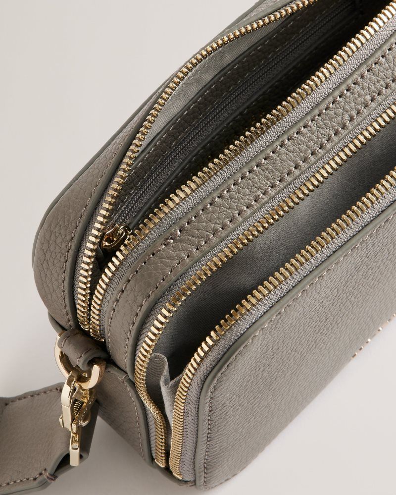 Ted Baker Stunna - Mini Leather Crossbody Camera Bag Umhängetaschen Damen Grau | 983201-FJS
