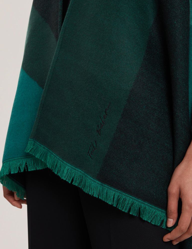 Ted Baker Suffia - Colour Block Buckled Woven Poncho T-shirts Damen Grün | 950314-KUT