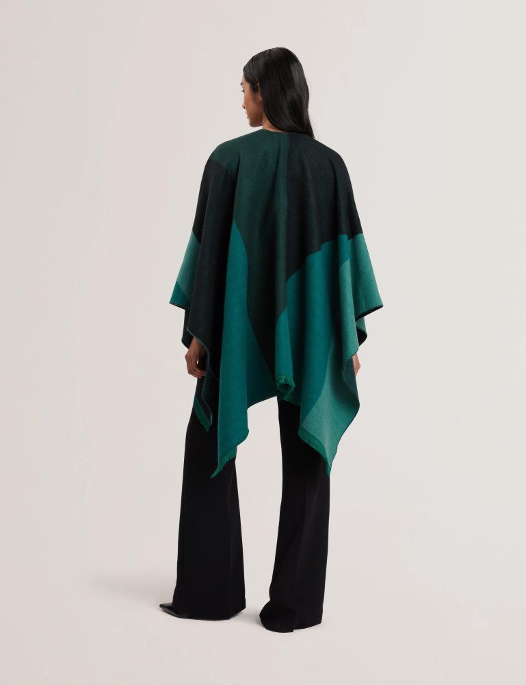 Ted Baker Suffia - Colour Block Buckled Woven Poncho Jacken Damen Grün | 168940-QPC