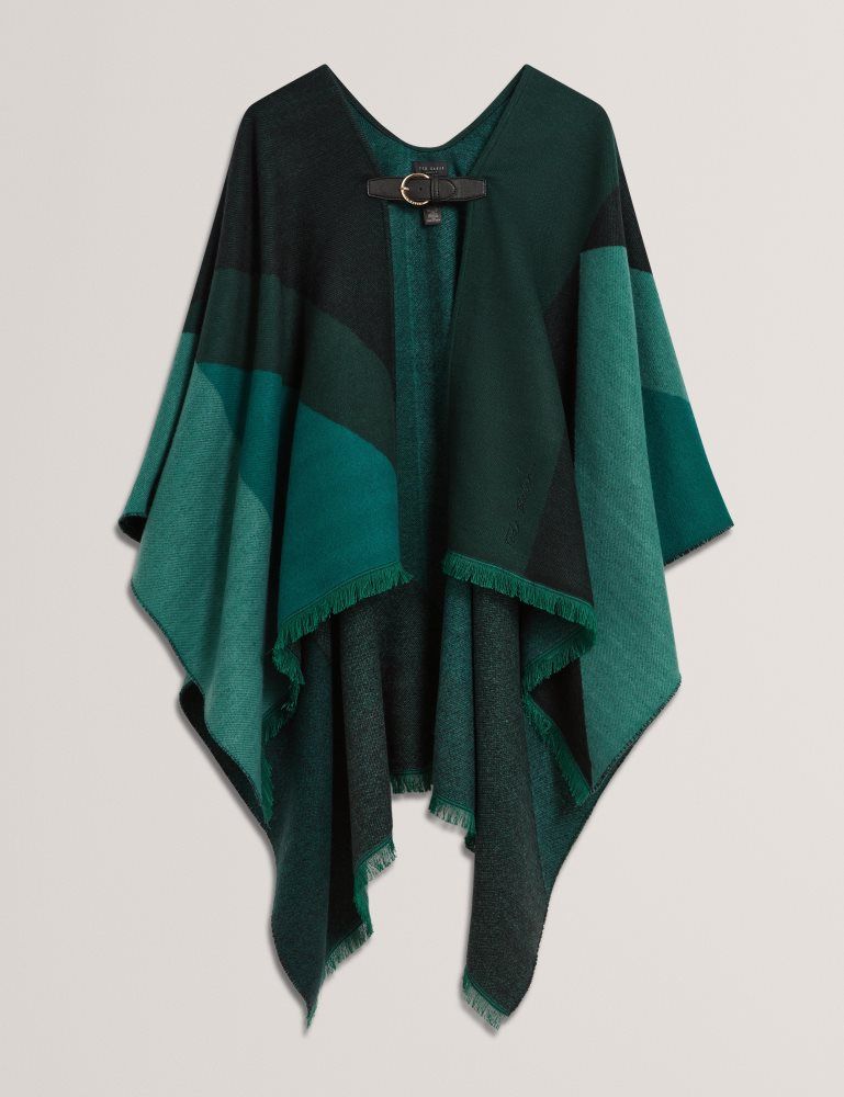 Ted Baker Suffia - Colour Block Buckled Woven Poncho Jacken Damen Grün | 168940-QPC