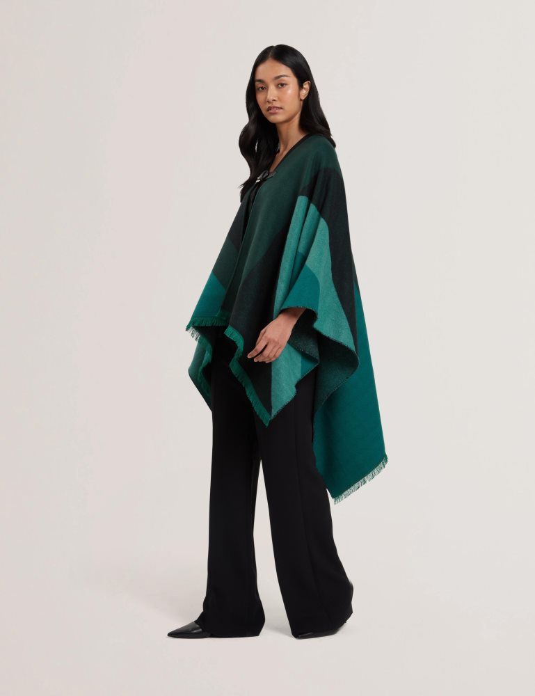 Ted Baker Suffia - Colour Block Buckled Woven Poncho Jacken Damen Grün | 168940-QPC