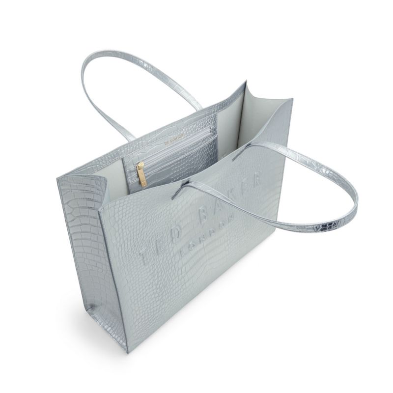 Ted Baker Sukicon - Metallic Croc Texture Wide Icon Tote Bag Icon-Taschen Damen Platin Lila | 405681-EBC