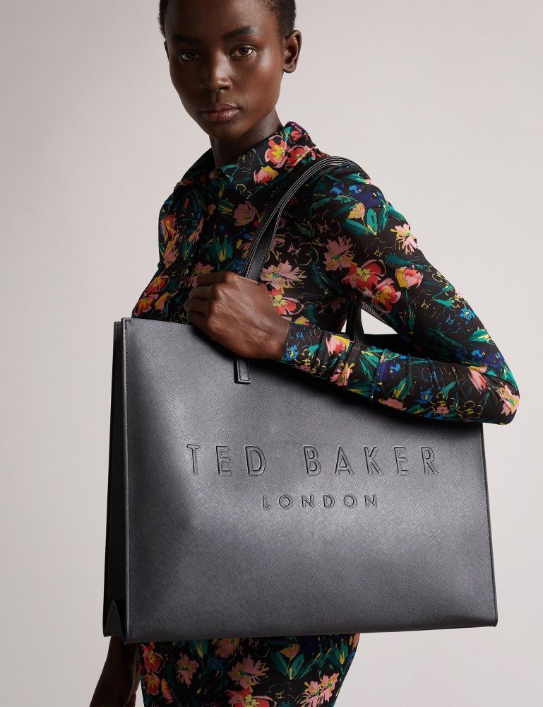 Ted Baker Sukicon - Textured Faux Leather Icon Tote Bag Icon-Taschen Damen Schwarz | 298546-PLS