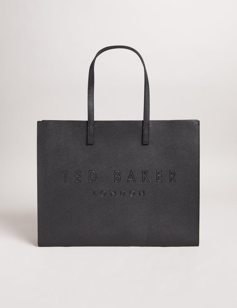 Ted Baker Sukicon - Textured Faux Leather Icon Tote Bag Icon-Taschen Damen Schwarz | 298546-PLS