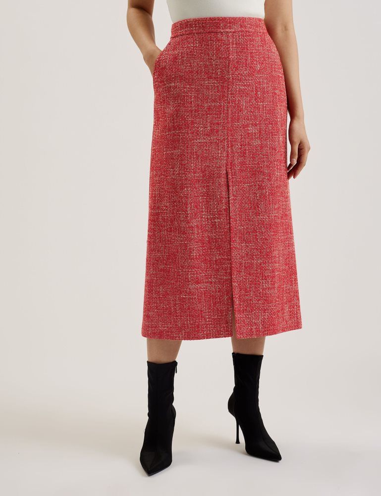 Ted Baker Sumis - Tailored Boucle Midi Skirt With Front Slit Röcke Damen Rot | 521089-JQY
