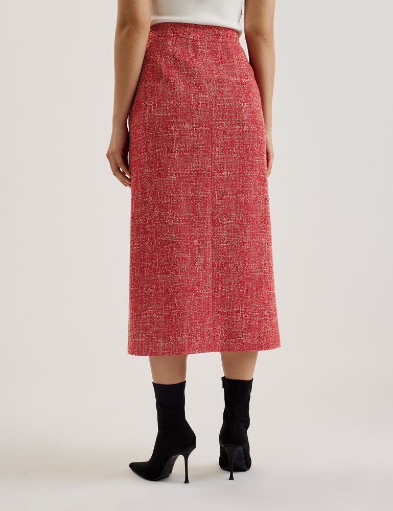 Ted Baker Sumis - Tailored Boucle Midi Skirt With Front Slit Röcke Damen Rot | 521089-JQY