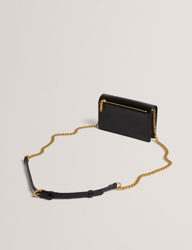 Ted Baker Tabina - Leather Purse With Chain Crossbody Strap Icon-Taschen Damen Schwarz | 573402-OPQ