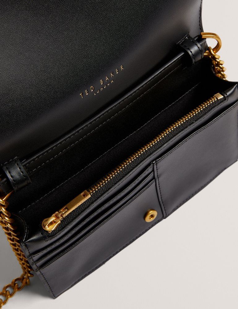 Ted Baker Tabina - Leather Purse With Chain Crossbody Strap Icon-Taschen Damen Schwarz | 573402-OPQ