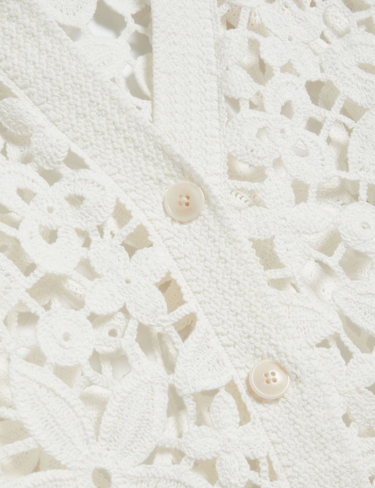 Ted Baker Tarli - Crochet Open Knit Longline Cardigan T-shirts Damen Weiß | 319284-MSP