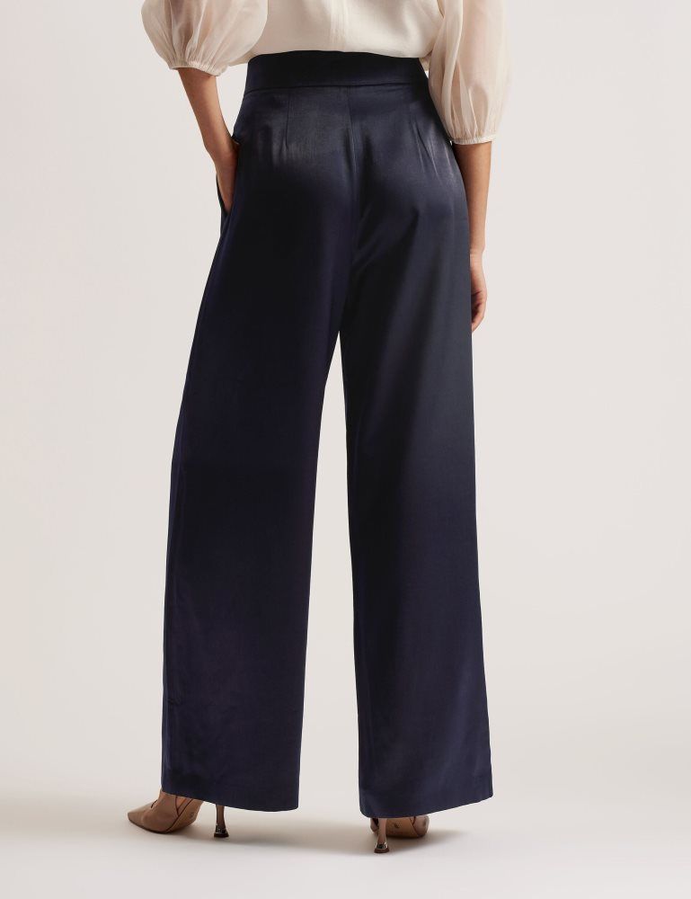 Ted Baker Teerut - Satin Tailored Wide Flood Length Trousers Anzüge Damen Navy | 501963-JHD