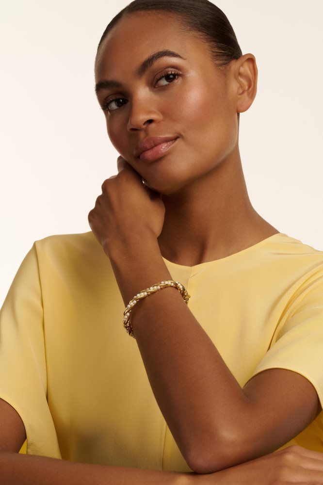 Ted Baker Tilaa - Twisted Pearl Gold Hinged Bangle Schmuck Damen Gold | 791862-KQH