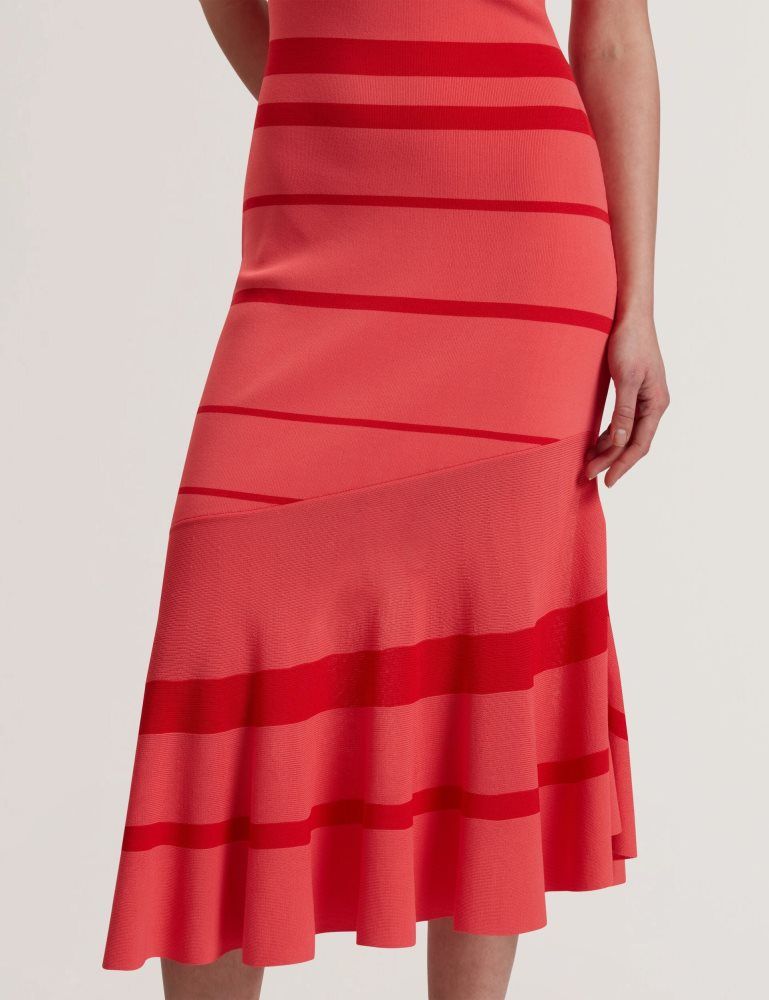 Ted Baker Tilleea - Striped Square Neck Flippy Midi Dress Kleid Damen Koralle | 239670-AEN