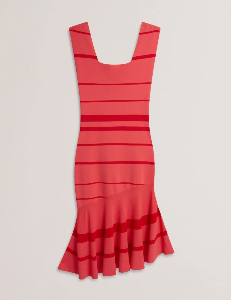 Ted Baker Tilleea - Striped Square Neck Flippy Midi Dress Kleid Damen Koralle | 239670-AEN
