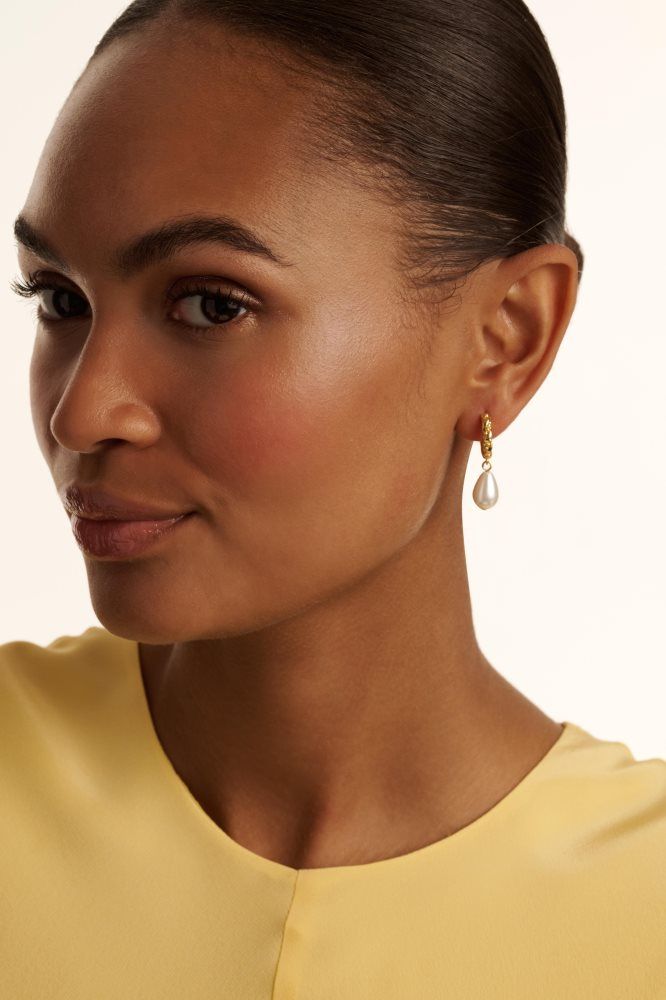 Ted Baker Tilly - Pearl Pendant Twisted Hoop Earrings Schmuck Damen Gold | 184209-TAE