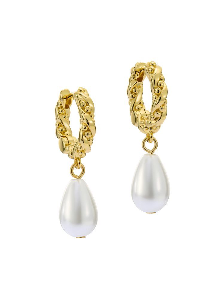 Ted Baker Tilly - Pearl Pendant Twisted Hoop Earrings Schmuck Damen Gold | 184209-TAE